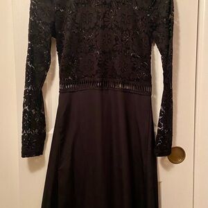 Elegant Black Lace Long-Sleeve Dress